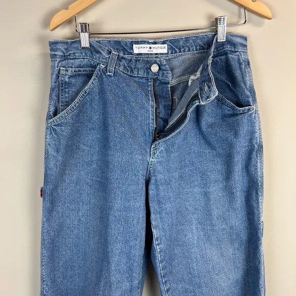 Tommy Hilfiger Carpenter Jeans Womens 12 Vintage 90's Y2K Wide Leg Baggy Hip Hop - Image 2
