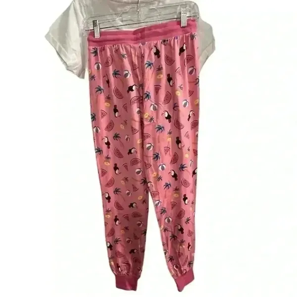 Chelsea Peers Women's XS Pajama Set‎ Tropic Like It's Hot in White and Pink - Image 2