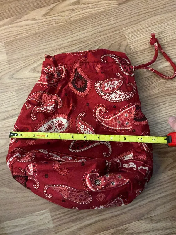 Vera Bradley Retired Print Red Paisley Drawstring Pouch Bag - Image 3