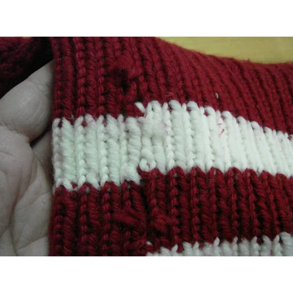 Handmade Hand Knit Pullover Sweater Turtleneck Size Med Crochet Warm Striped Vtg - Image 8