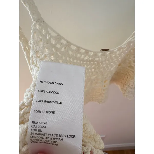 Free People Ivory White‎ Crochet Crop Top Boho Cotton Knit Cami XS - Image 5