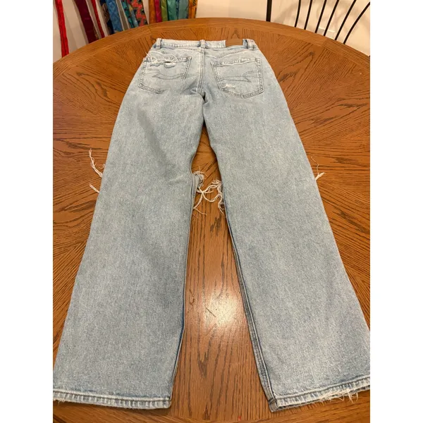 American Eagle Strigid Jeans Women 000 Light Wash Distressed Wide Leg High Rise - Image 6