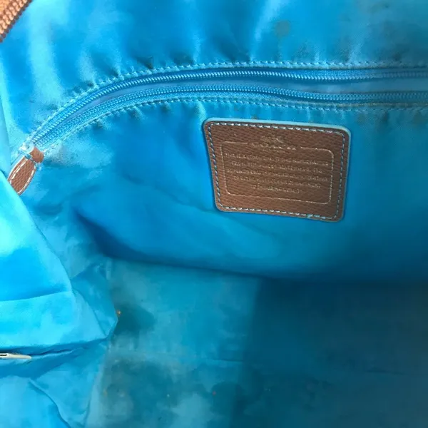 COACH Large Blue Brown Fabric Shoppers Tote - Image 8