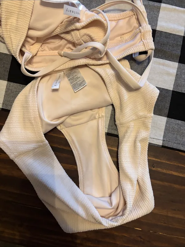 Sanctuary cream ribbed medium bikini set high waist READ - Image 4