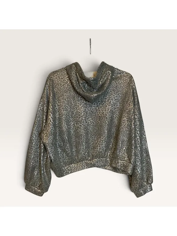 Molly Bracken Women's Silver Leopard Print Hoodie Size S - Image 2