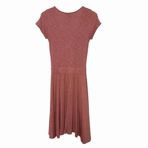 Anthropologie Dolan Knotted Taya Dress M Mauve Pink Twist Front Fit Flare‎ Chic - Image 3