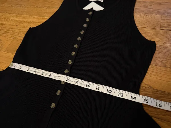Sleeveless Peplum Top Black Sweater Button Detail size M - Image 7