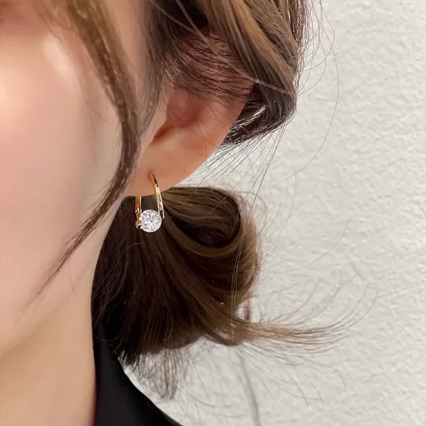 18K Gold Plated CZ Diamond Hoop Earrings for Women - Image 4