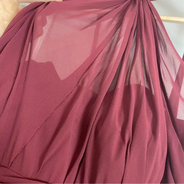 Revelry Bridesmaid Dress Halter‎ Tank Maxi Sleeveless Size 14 Brownish-Burgundy - Image 8