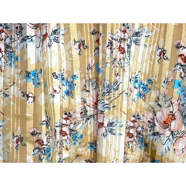 Mittoshop Gold Floral Boho Festival babydoll Long sleeve top Large‎ Metallic - Image 4