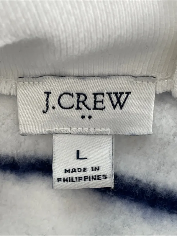J. Crew White & Navy Striped wide button-collar pullover sweatshirt - Image 6