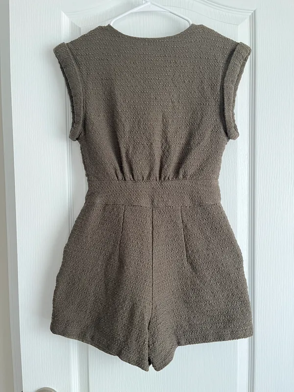 Olive Tweed Romper - Image 2
