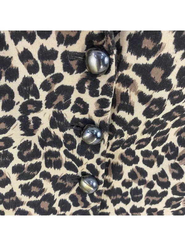 Marks & Spencer Leopard Print Button Shoulder Pads Blazer Size 12 Brown - Image 3