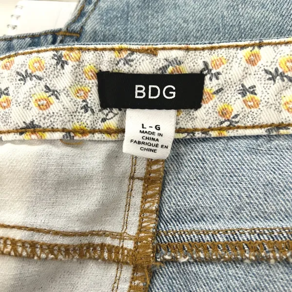 BDG Denim Mini‎ Skirt Asymmetrical Patchwork Striped Floral Size Large - Image 5