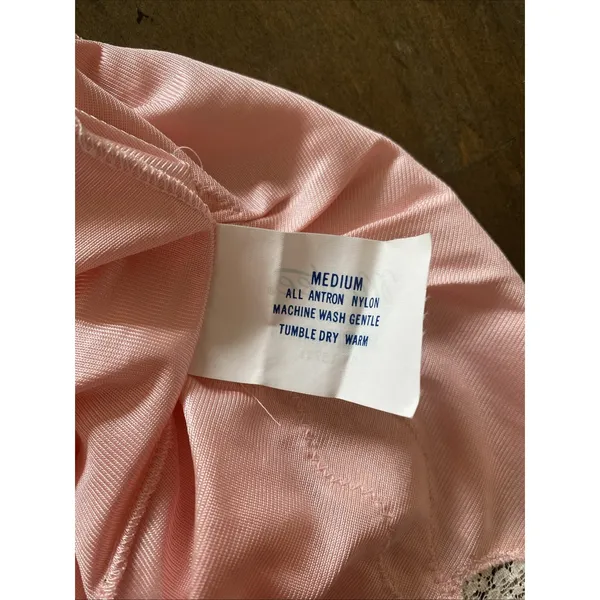 Mistee Vintage Nightgown Lingerie Womens Pink Lace Empire Waist Nylon USA Size M - Image 8