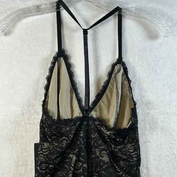 Lulus Black Lace Teddy Bodysuit Sheer V Neck Halter‎ Strap Lingerie Size S - Image 6