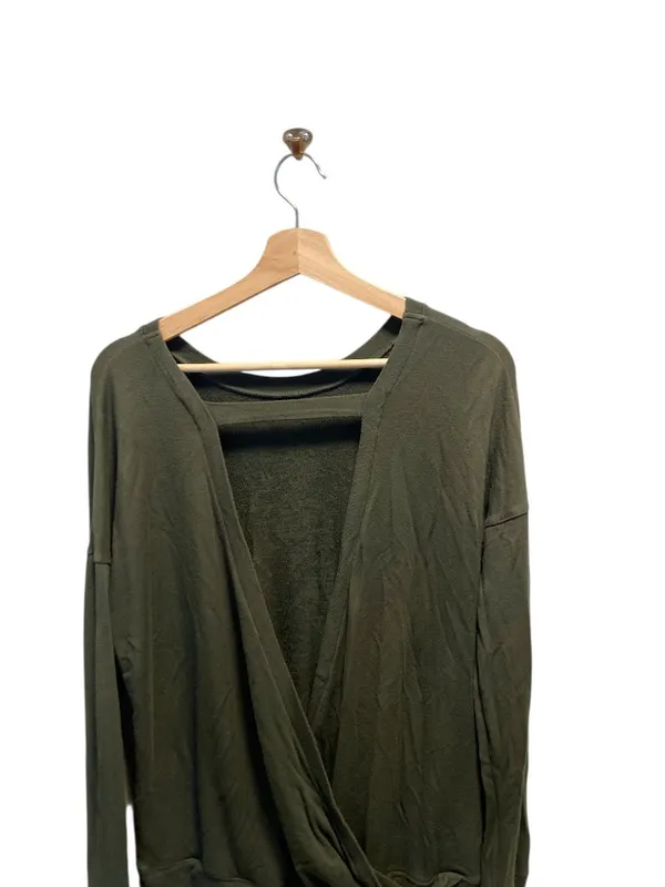 Athleta Chakra Backless Sweatshirt Olive Green Size M Yoga Gym Workout Lounge - Image 12