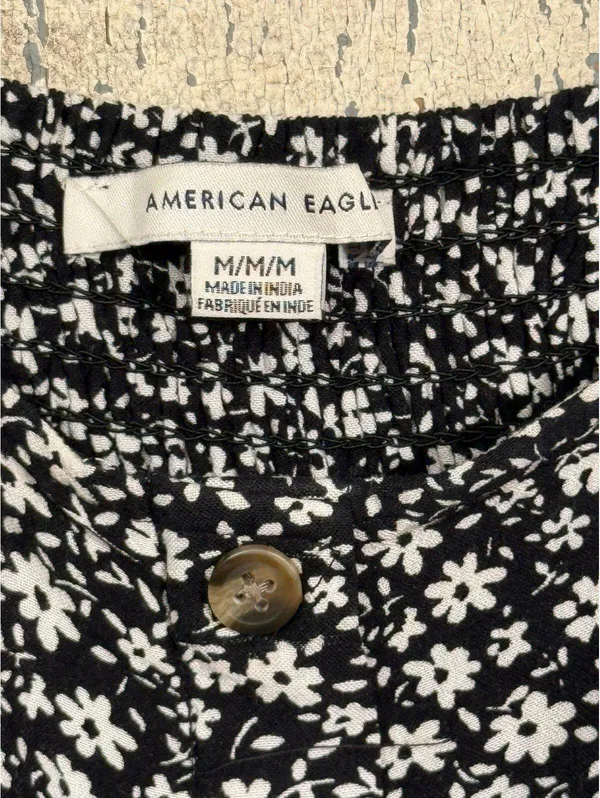 American Eagle black white floral print mini dress size Medium - Image 3