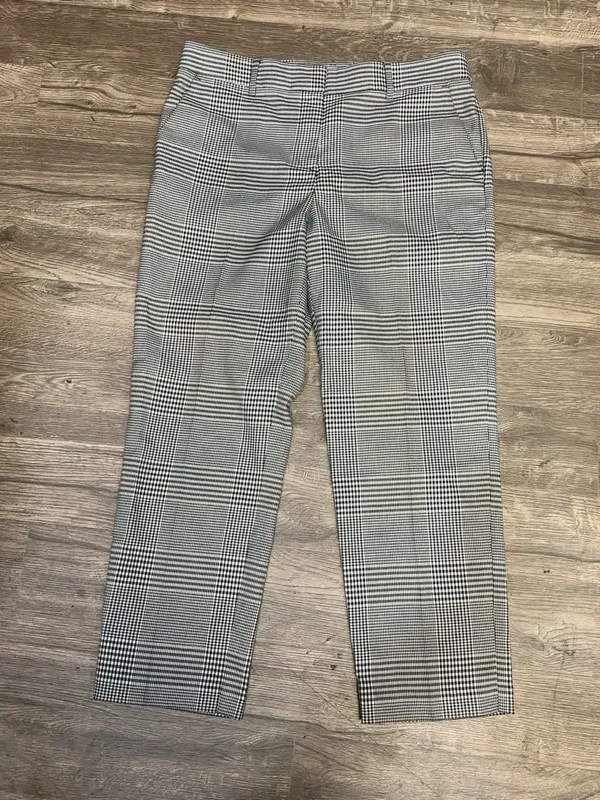 LOFT The Riviera Slim Plaid Ankle Pants Black White Size 10 - Image 3