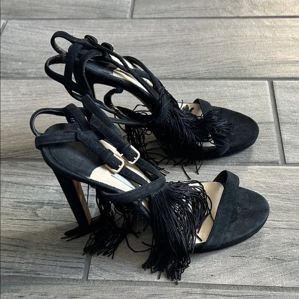 Jimmy Choo Black Fringe Heels - Image 4