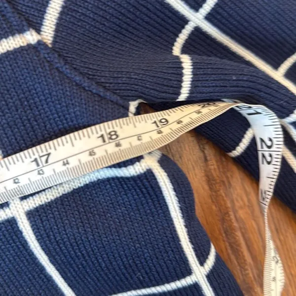J.Crew navy windowpane turtleneck fleece sweater M - Image 8