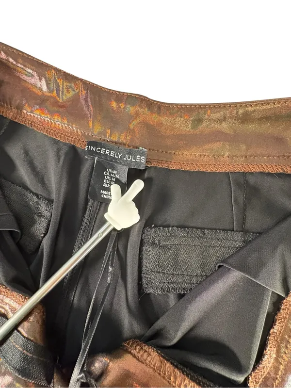 Sincerely Jules Metallic Bronze Lame Wide Leg High Rise Pants NWT M Iridescent - Image 13