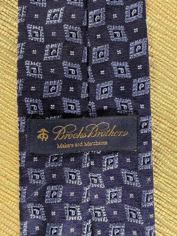 Brooks Brothers Men’s Tie Navy Blue Geometric Makers and Merchants 59.5” - Image 5