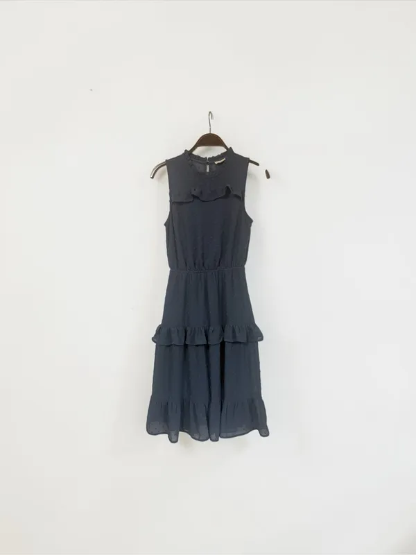 Sleeveless Ruffle Tiered Midi Dress in Slate Blue - Image 7