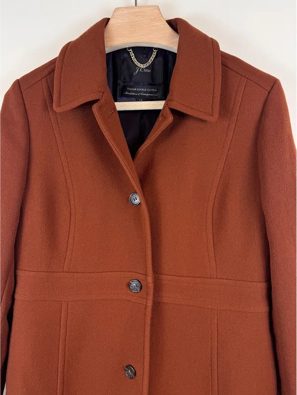 J.Crew Classic Lady Day Coat Dark Amber Italian Wool Thinsulate Size 14 - Image 10