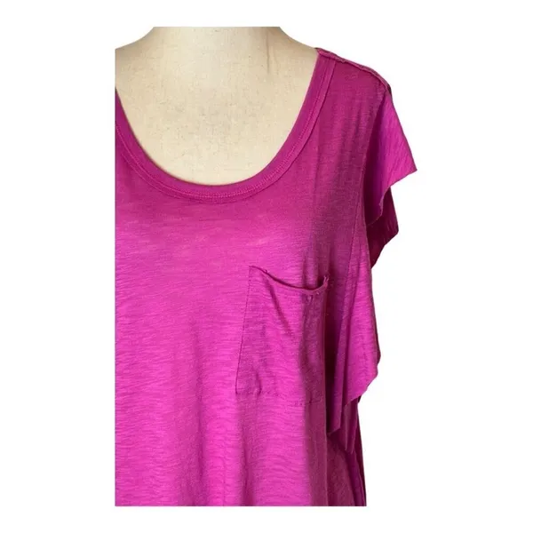 Free People Shirt Women Small Pink‎ Raspberry Ruffled So Easy Tee Top Boho NWT - Image 8