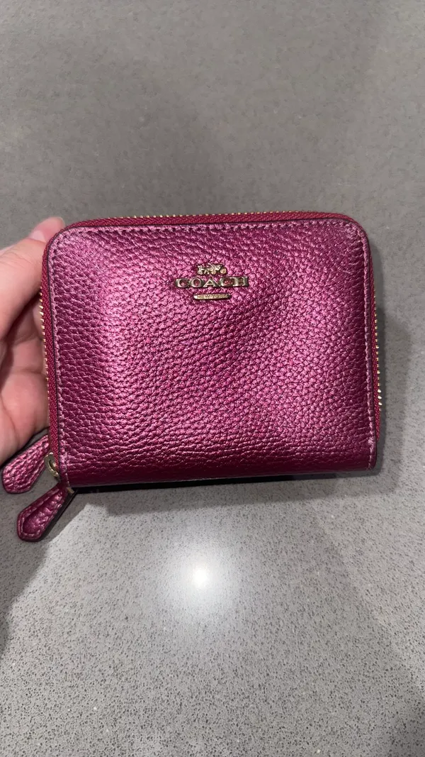 Metallic wine zip around Coach wallet - Image 2