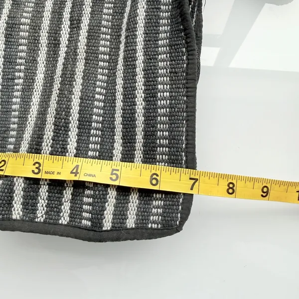 Black‎ Gray Striped Woven Crossbody Bag Multi-Pocket Travel Purse Boho Grunge - Image 10