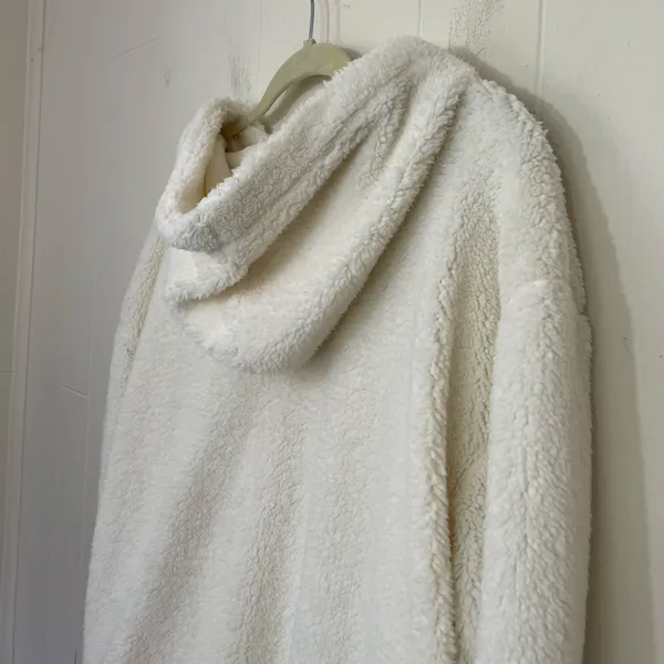 Colosseum K-State Cream Fuzzy 1/4 Button Up Hooded Pullover Top ~ Size M - Image 7