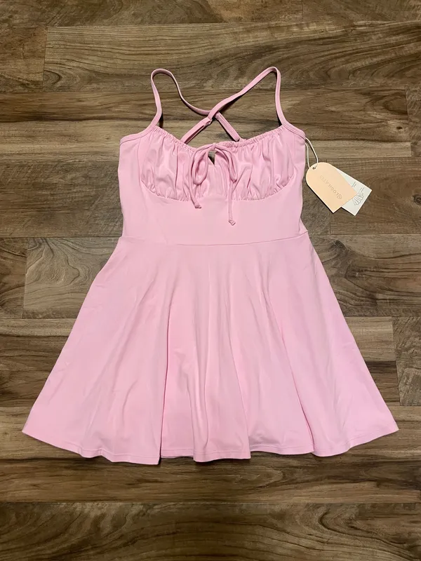 NWT! Popflex Target X Blogilates Tie Front Twirl Active Dress Pink Size Medium - Image 3