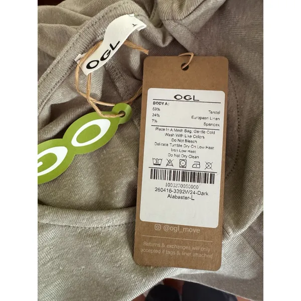 NWD OGL Round Neck Relaxed Summer Top Tencel Linen Dark Alabaster Size Large - Image 5