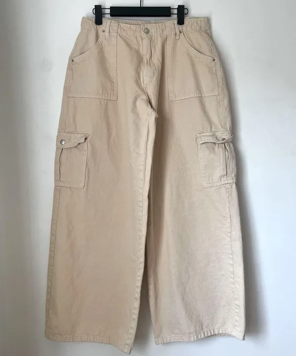 Princess Polly Adrianne Stone Beige Wide Leg Cargo Jeans 8 - Image 6