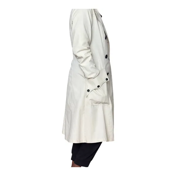 Vintage Cream Double Breasted Trench Coat Women's Long Sleeves M - Image 2