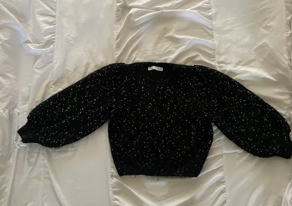 ZARA Metallic Thread Speckled Puffy Sleeve Knit Sweater - Image 8