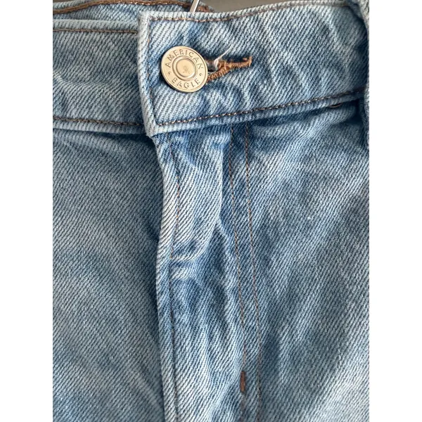 American Eagle Split Hem‎ Straight Leg Jeans Light Wash Distressed Denim 28 - Image 5
