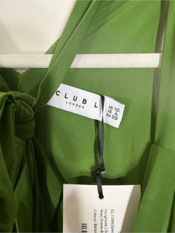 NWT Club L London Hurghada Green Plunge Long Sleeve Maxi Dress Green Size 6 - Image 9