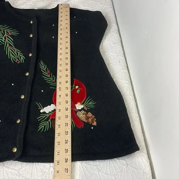 Classic Elements Woman Holiday Sweater Black Cardigan size 20-22W Vintage - Image 10