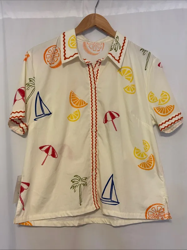 Emily Skort Set Top and Skort Citrus Fruit Beach Umbrella Print size Small NWT - Image 4