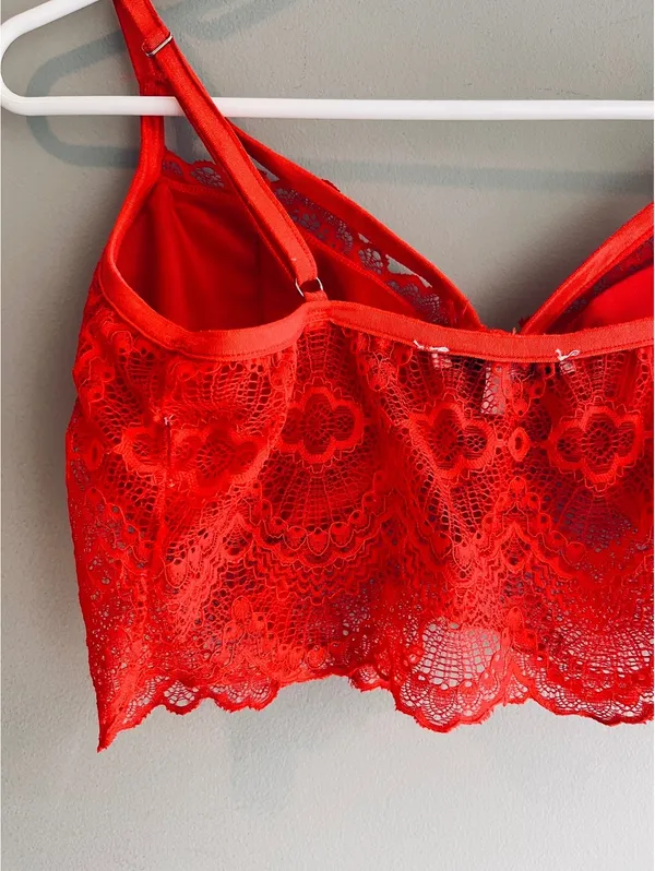 Papaya Red Sexy Lace Bra Size Large - Image 5