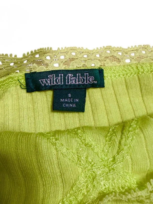 wild fable Lime Green Ribbed Lace-Trim Cami - Image 3