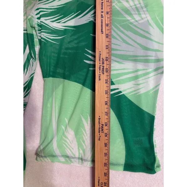 AFRM Green Tropical Palm Print Mesh Long Sleeve‎ Top Small NEW - Image 6