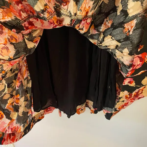 Anthropologie Black Pink Floral Blossom Maxi Dress Puff Sleeve Women's size XS - Image 8