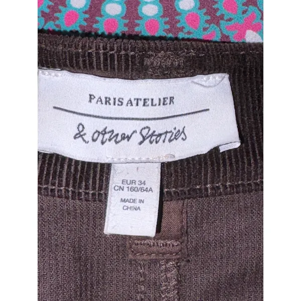 & Other Stories Paris Atelier Dark Brown Corduroy Wide Leg Pants US 4 - Image 8