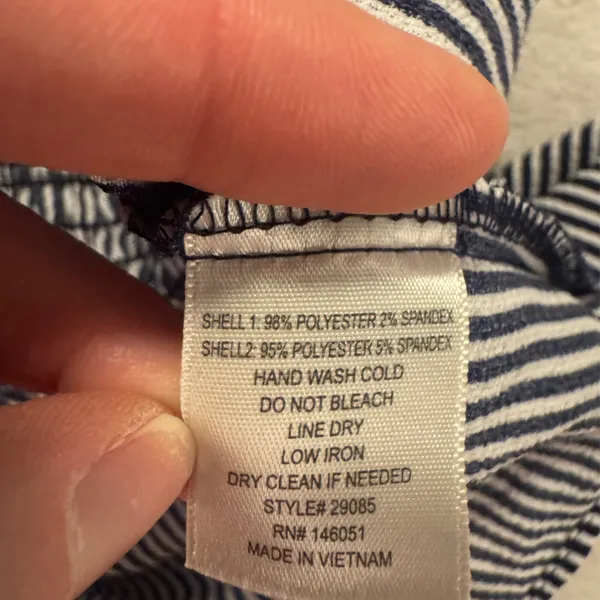 Monteau Navy Blue and White Striped Blouse - Image 4