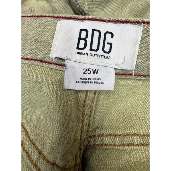 BDG Green Haze Logan Cinch Back Boyfriend Jeans Y2K Streetwear 25W - Image 7