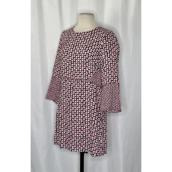 NWT!! BODEN Edna Tunic Top Retro Floral Navy Blue Red Preppy Polka Dot Size 6 - Image 4